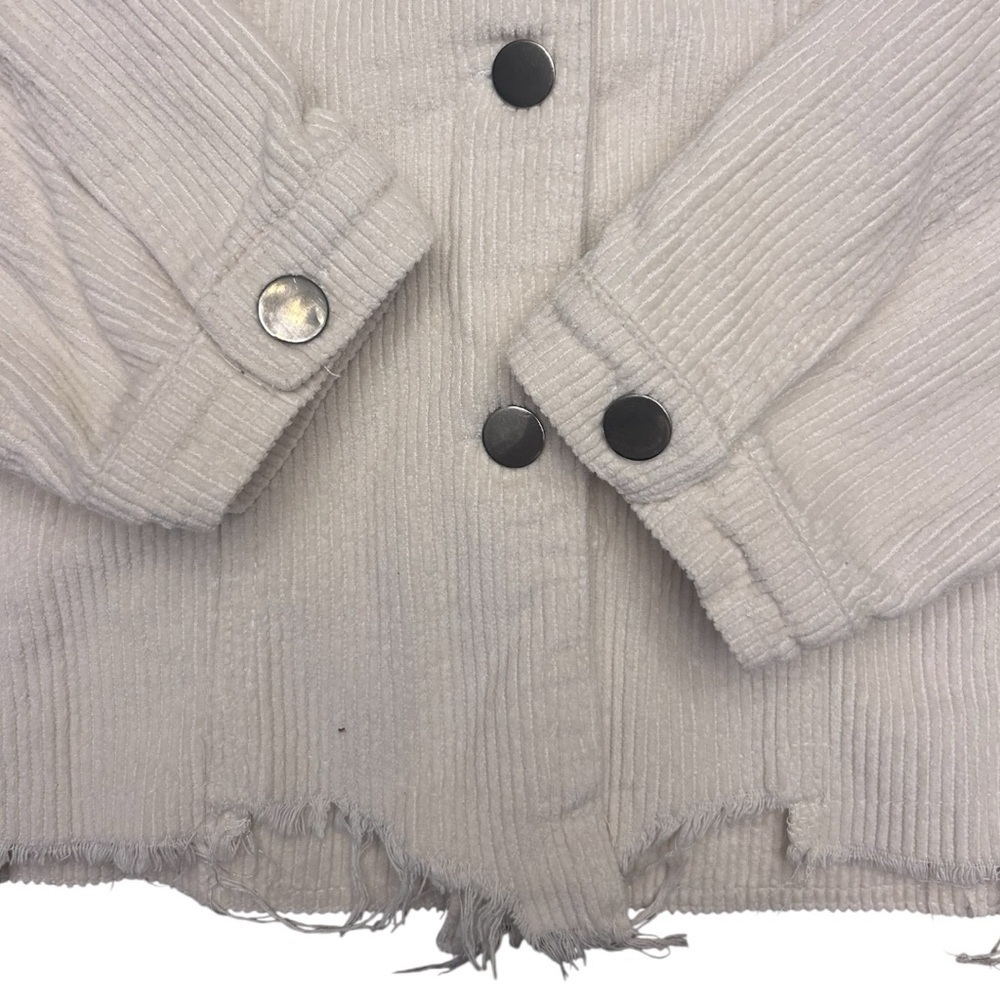 POL Women's Beige Corduroy Utility Jacket Oversized Raw Frayed Hem Jacket Size L - Picture 7 of 13